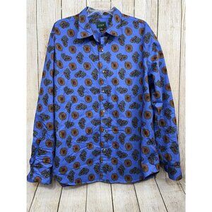 J.Crew Reimagined Men‎ Button Up Shirt XL Blue Paisley Preppy Old Money Classic